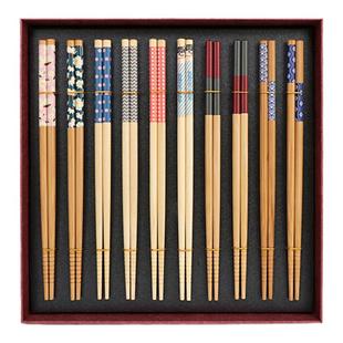 竹筷家用分色区分筷子分人分色不同颜色的组合家庭专人专用筷日式