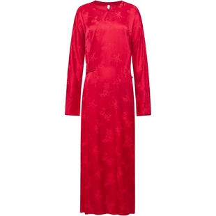 商场同款naivee纳薇新中式喜宴醋酸提花红色连衣裙赴宴轻礼服