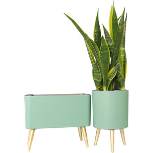 智能缺水报警北欧复古金属风花盆仿金属脚创意懒人花盆包邮