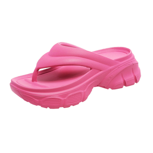 新款夹板厚底人字拖女外穿夏季夹脚拖鞋防水防滑拖凉鞋高跟网红