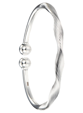 弧光手镯女款纯银镯子开口银手镯