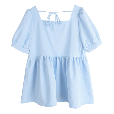 大码女装法式方领短袖衬衫