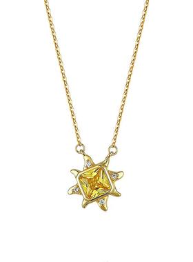 S925纯银太阳花项链女新款简约小众太阳石星星锁骨链送闺蜜礼物