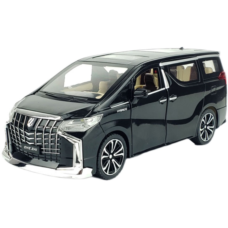 1:24埃尔法MPV商务车合金汽车模型仿真金属保姆车声光回力玩具车