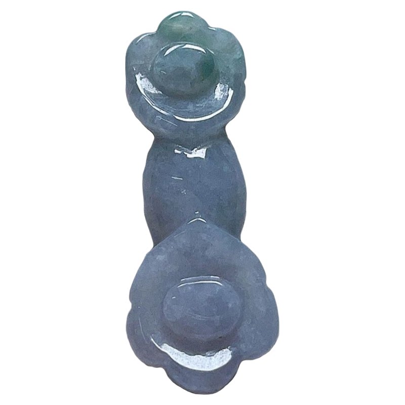 天然翡翠如意吊坠乳白飘绿吉祥