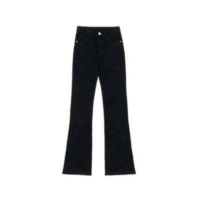 黑色微喇叭牛仔裤女弹力显瘦长裤