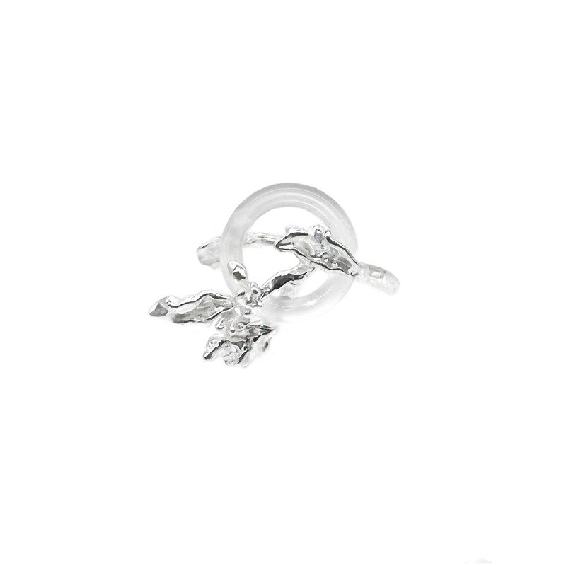 WIZARDLAB原创设计丨手工仙气银饰冰透玛瑙「月落满陇」戒指/耳钉