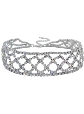 欧美超闪满钻宽网项链女choker