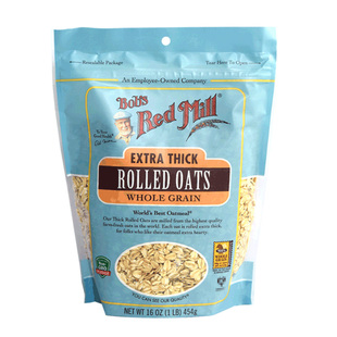 美国鲍勃红磨坊全谷物特厚滚压燕麦片ROLLED 无添加蔗糖快煮454g