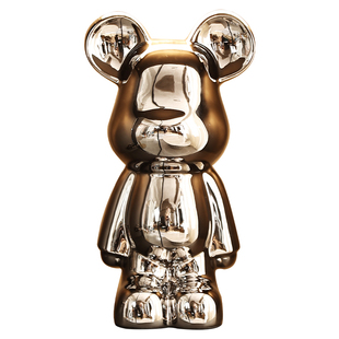 轻奢高档酒柜装饰品摆件玄关电视柜子陶瓷暴力熊客厅摆设套装组合