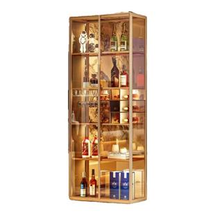 全铝合金钢化玻璃酒柜餐边隔断柜定制家用客厅靠墙一体款展示柜子