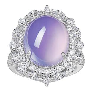 紫罗兰大鸽子蛋|新中式豪镶天然高冰紫玉髓大蛋面戒指女925银轻奢