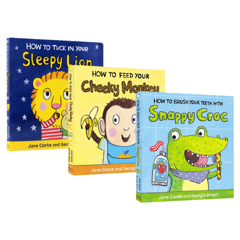 英文原版绘本 How To 幼儿生活自理系列3册套装 儿童生活习惯养成 How to Tuck In Your Sleepy Lion 亲子读物 进口英语纸板书