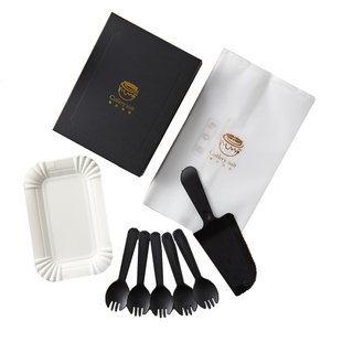 蛋糕刀叉 套装生日一次性 餐具盘叉组碟餐盘叉子碟子盘子纸盘纸碟