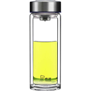 希诺双层抗菌玻璃杯大容量便携男女士透明耐高温送礼车载泡茶水杯