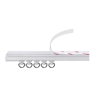 窗帘轨道免打孔滑轨拉帘滑轮顶装侧自粘式轨道静音上下床纱帘直轨