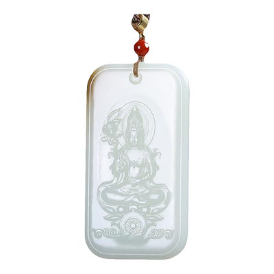 和田玉糖羊脂白玉观音吊坠男女款