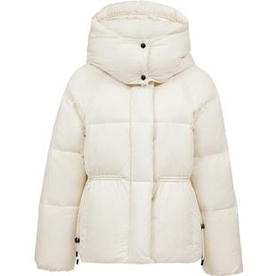 ONLY2025冬季新款90白鸭绒宽松保暖连帽立领收腰抽绳泡芙羽绒服女