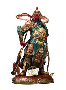 韦陀关公像黄铜丹彩镇宅家居摆件