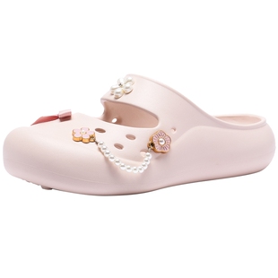 热风粉色洞洞鞋女2026年夏季新款百搭包头拖外穿凉拖鞋H62W26217B