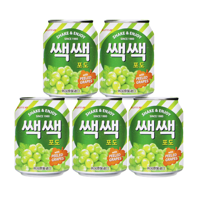 LOTTE韩国进口乐天果汁238ml*5罐葡萄草莓芒果汁含果粒饮料果肉