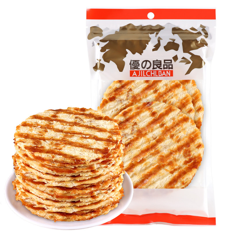优之良品日式烤鱼片(鳕鱼片)130g即食海味鱼干鲜烤解馋休闲零食