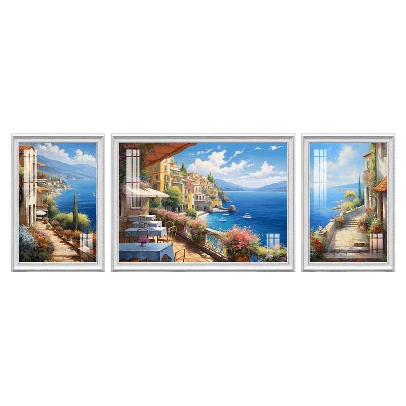 欧式地中海风景装饰画客厅沙发画