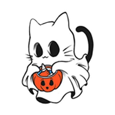 ins卡通万圣节小幽灵少女纹身贴