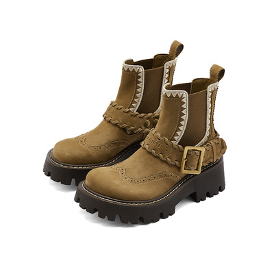 沈月同款|SUGARSU酥履秋冬新款复古切尔西搭底增高马丁烟筒短靴女