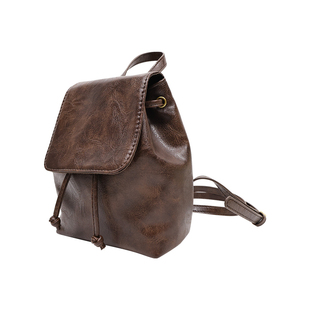 双肩包女ins韩系通勤黑色复古皮质小包出游户外百搭小众轻便背包