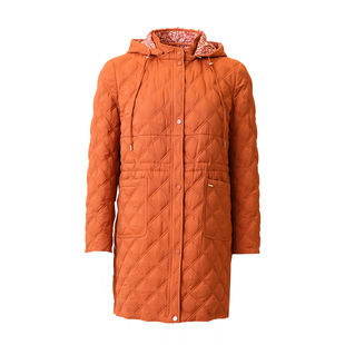 乔万尼双面穿连帽羽绒服女2025冬季90%白鹅绒保暖中长外套ED4T841