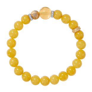 CIGALONG龙梓嘉天然黄水晶蜜蜡手串新中式珠宝新年情人节礼物