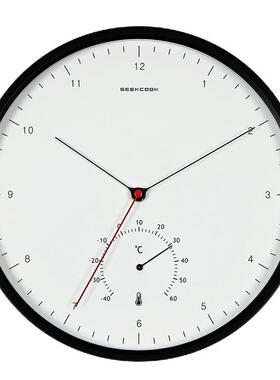 超静音温度计多功能圆形挂钟北欧