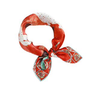 敦煌九色鹿真丝壁画丝巾瑞鹤图文创围巾纪念品桑蚕丝中国风小方巾