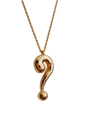 极简金色问号原创设计项链吊坠质感合金绳编链轻奢个性长款毛衣链