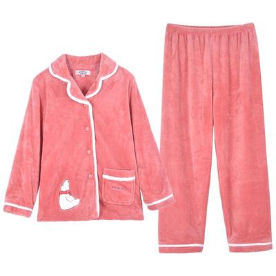 美标珊瑚绒天鹅保暖家居服套装