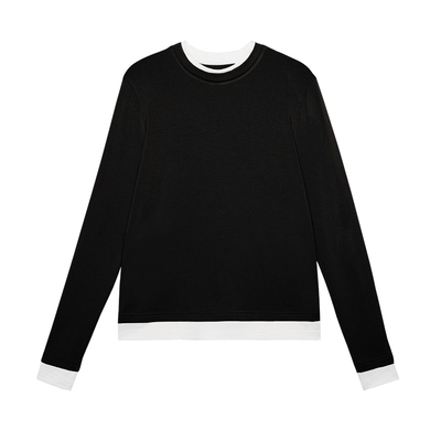 羊毛混纺假两件打底衫