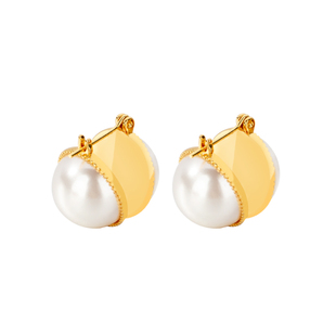 奥米迪奥双面珍珠耳夹耳钉气质百搭简约风独特耳环2025新潮款耳饰
