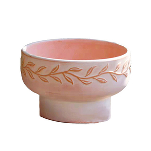 红陶花盆大口径矮盆种球盆田园文艺简约通用透气排水花园露台陶盆