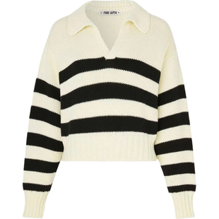 【季末折扣】CIAO LUCIA 女秋冬条纹嵌花棉质毛衣