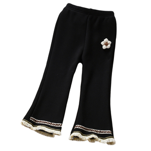 女童加绒打底裤外穿春秋女孩冬季长裤秋冬一体绒薄绒4岁5儿童裤子