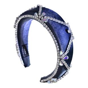 怡星欧美高级感巴洛克发箍厚海绵女士发卡高颅顶闪钻满钻头箍A248