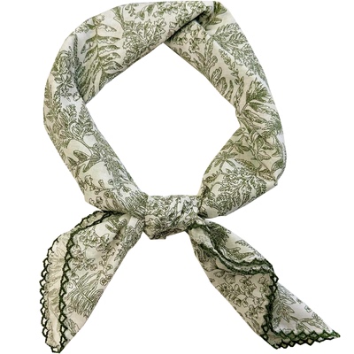 日系漫画绿春日清新绿色纯棉方巾