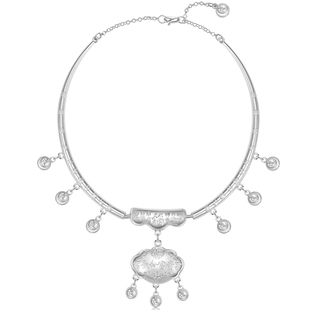 潮宏基好事发生宝护足银项圈银饰颈饰宝宝长命富贵纳福锁新生礼物