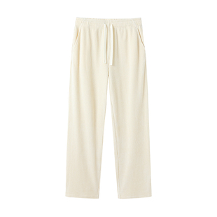 URLAZH有兰冬季新款慵懒风米白灯芯绒松弛感高腰直筒宽松休闲裤女