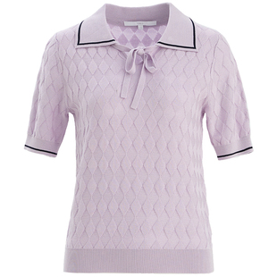 OBEG欧碧倩POLO领天丝针织衫早秋设计感气质针织短袖50483513