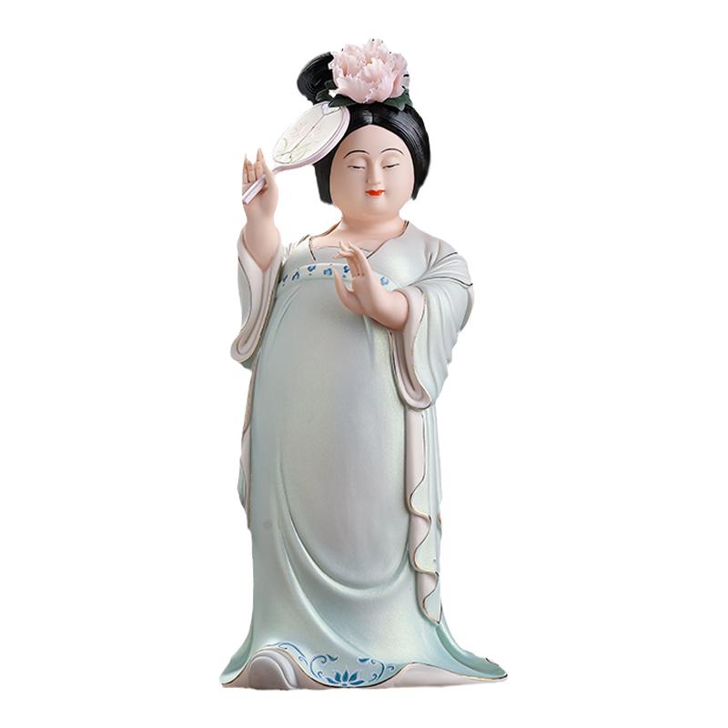 东方泥土陶瓷唐朝双骄仕女摆件