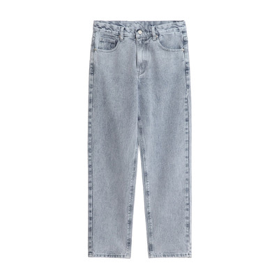 何记港风高腰小直筒水洗牛仔