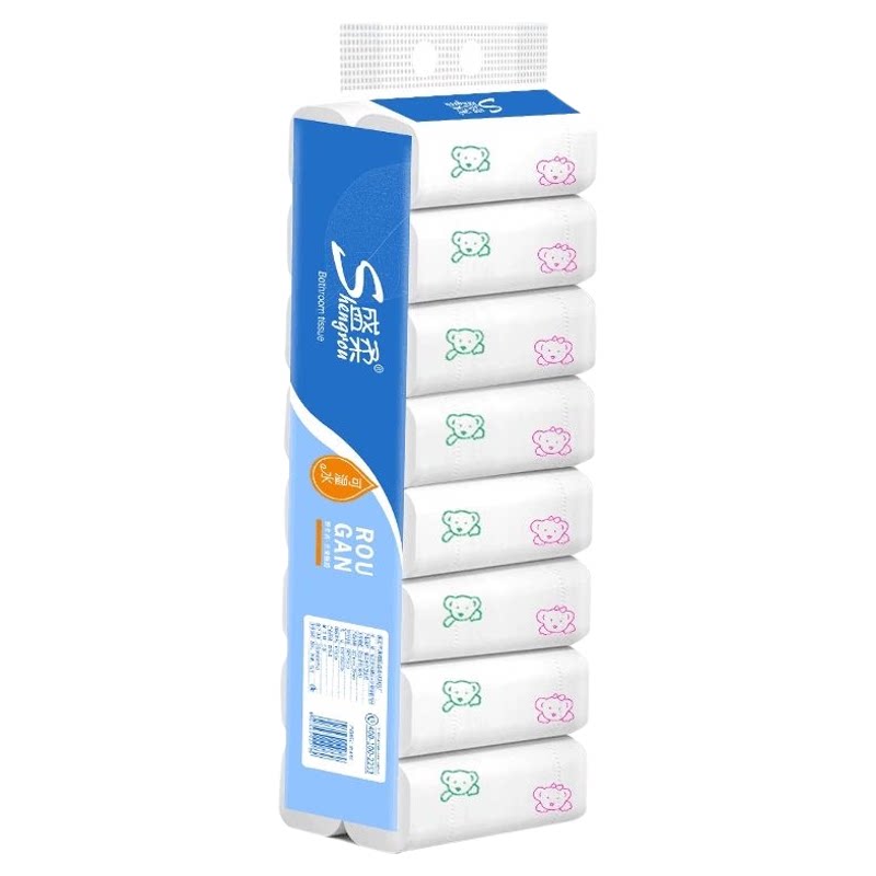 盛柔小熊印花卷纸16卷便携装小卷纸巾家用实惠装卫生纸厕纸卷筒纸