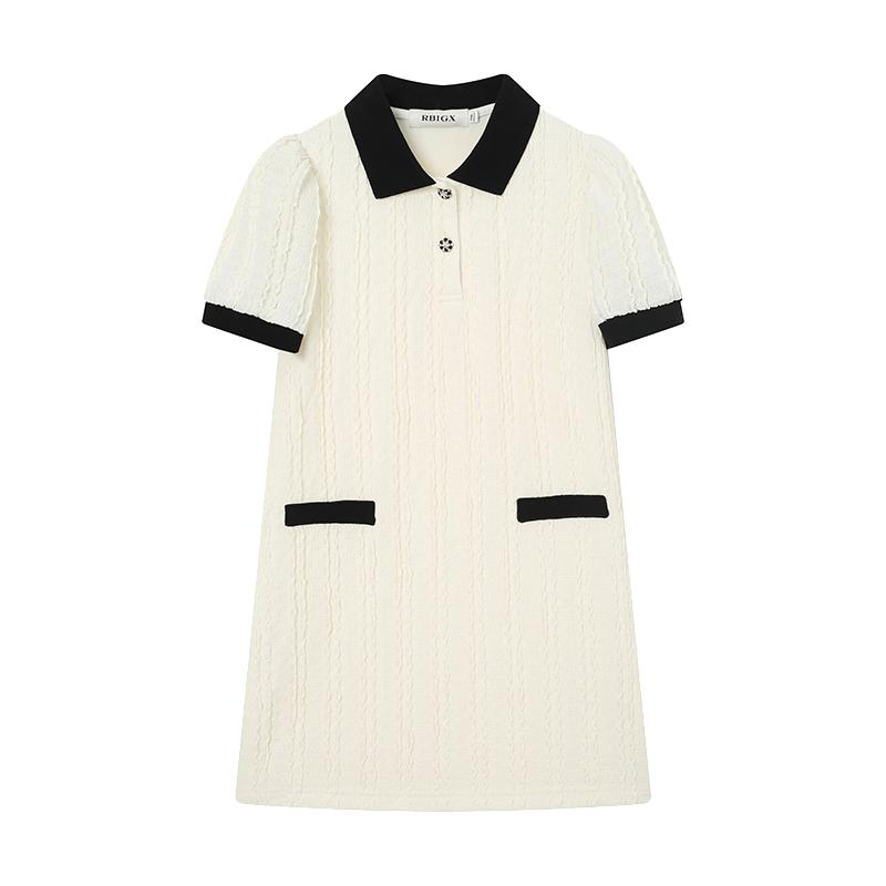 瑞比克女童夏季POLO领撞色公主裙